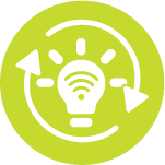 Ícone de máquina inteligente com informações acionáveis para otimização